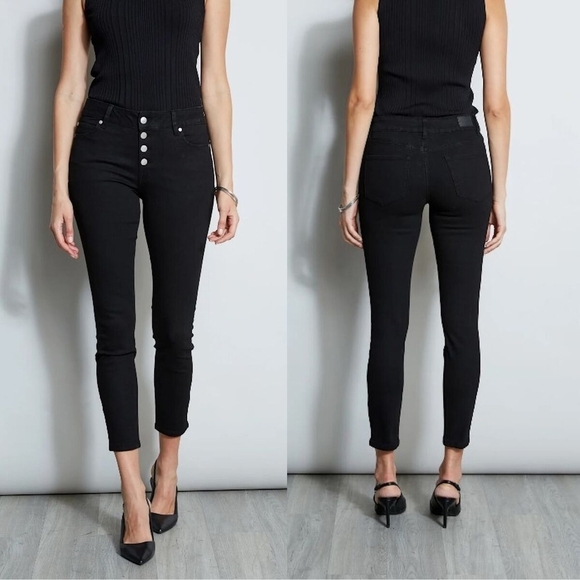 Tahari Denim - 🖤 NWT Tahari Button Fly Black Skinny Jeans 🖤 Size 10 Minimalist Quiet LUXARY 🖤